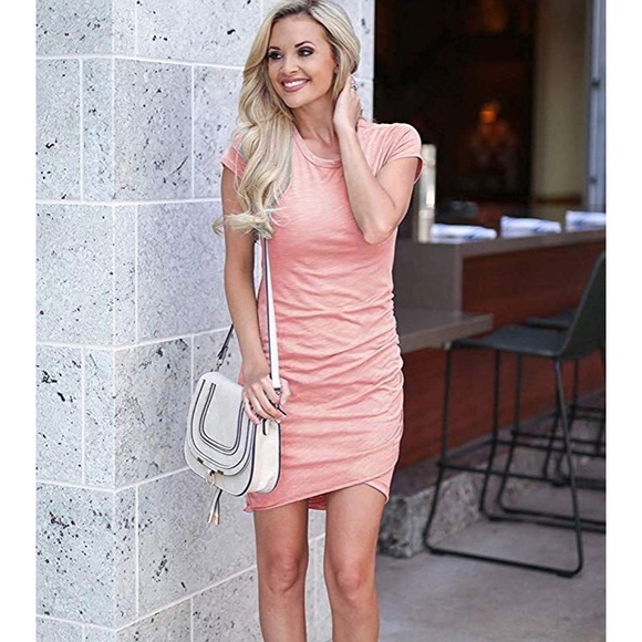 Dresses & Skirts - Women’s Bodycon Dress Ruched Pink